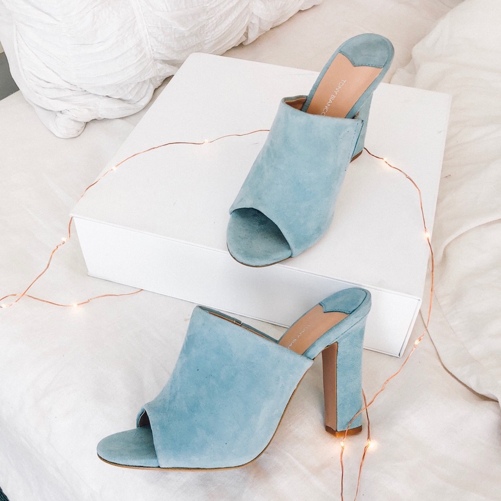 Baby Blue Tony Bianco Allegra Heeled Mule Shoes